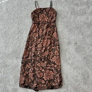 Dress Forum Velvet Burnout Dress Small Y2K Whimsy Goth Black Beige Midi‎